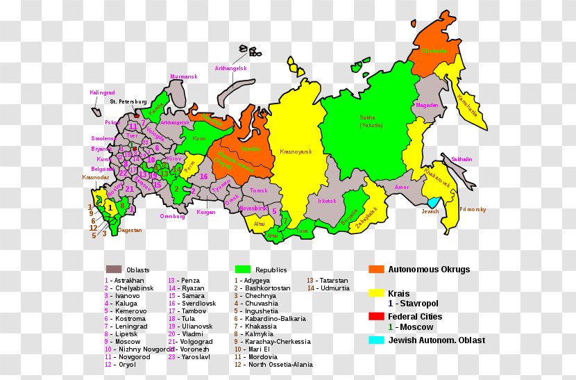 Oblasts Of Russia Republics Jewish Autonomous Oblast Krais Federal Subjects Transparent PNG