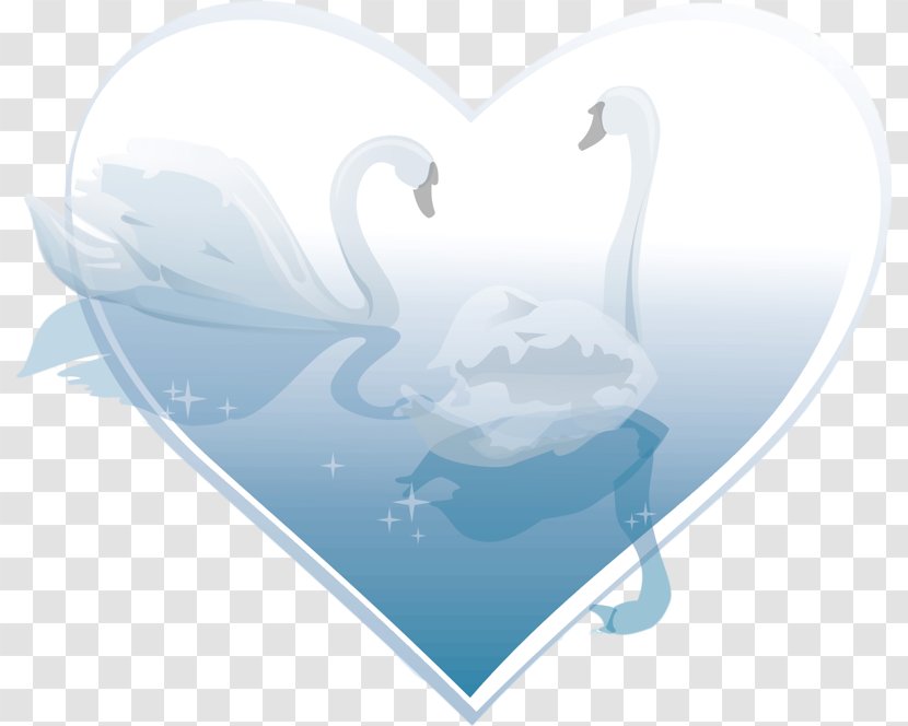 Cygnini Duck Bird Heart - Silhouette - Cartoon Swan Transparent PNG