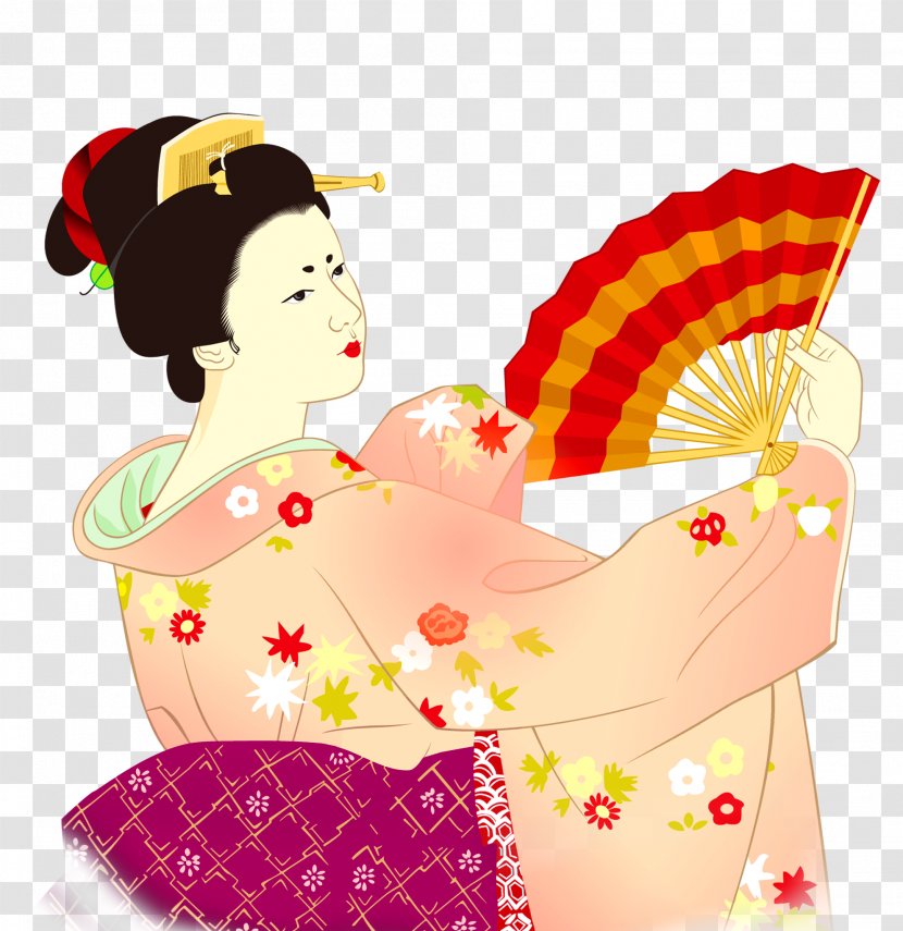 Japan Geisha Kimono Woman - Japanese Transparent PNG