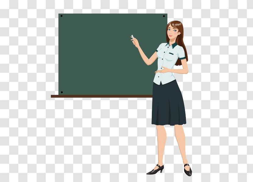 Teacher Drawing Blackboard Illustration - Watercolor - A Woman In Class Transparent PNG