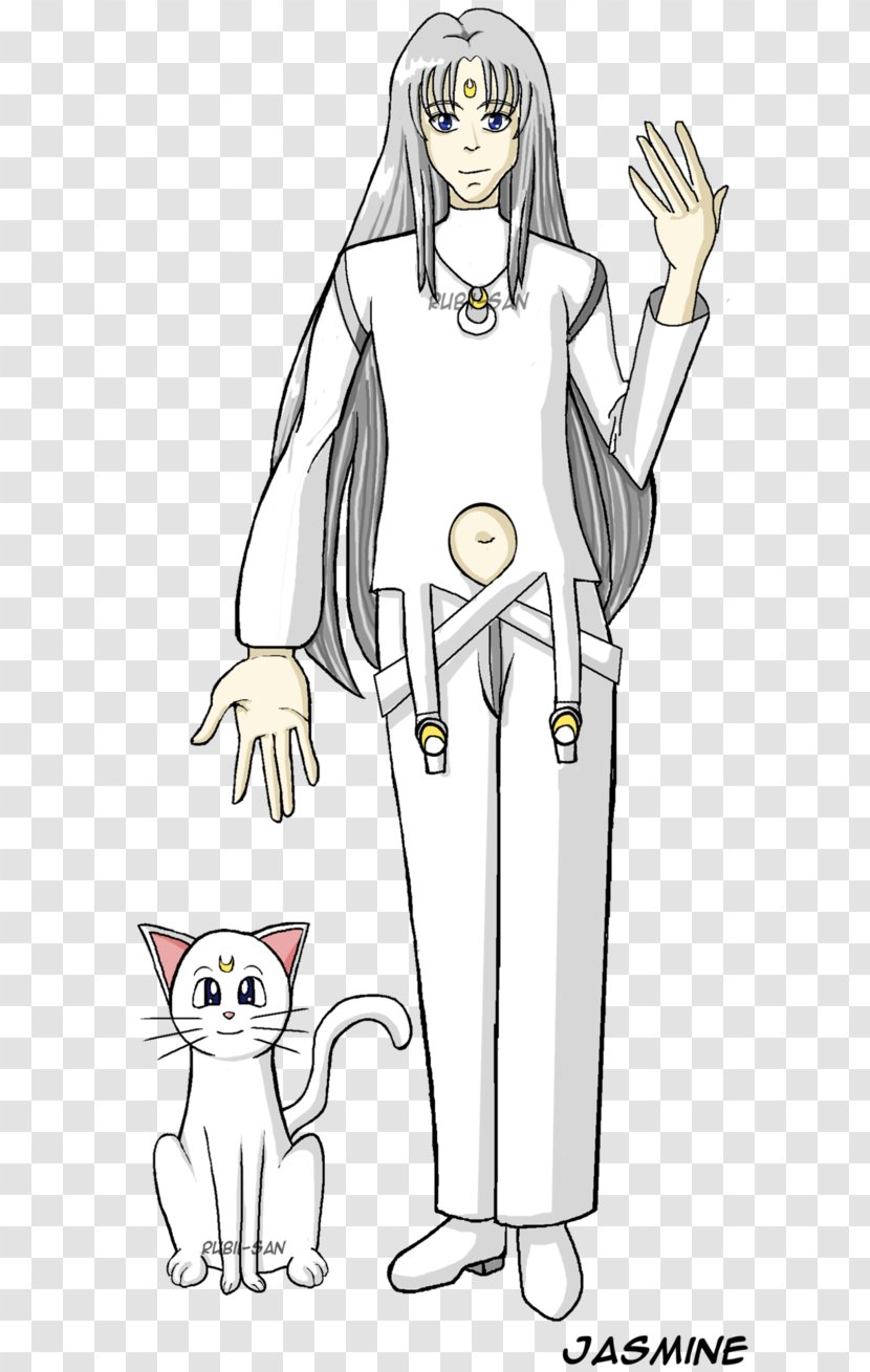 Line Art Fiction Costume Drawing - Cartoon - Artemis Sailor Moon Transparent PNG