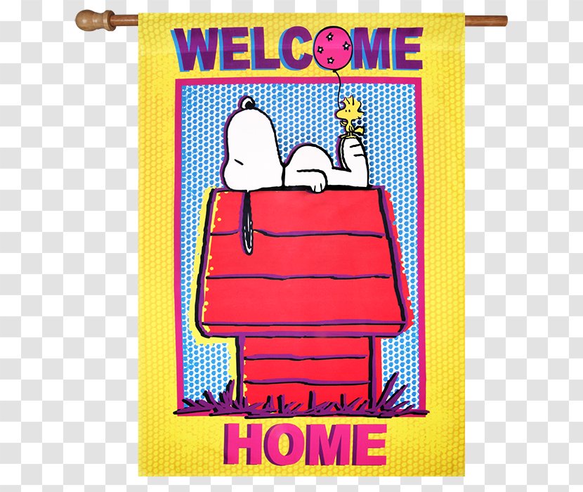 Snoopy Peanuts Image Flags & Windsocks Welcome Flowers' Flag - Beanuts Banner Transparent PNG