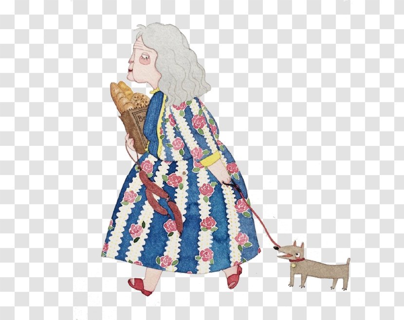 Dog Drawing - Day Dress - Grandmother Hold Bread Transparent PNG