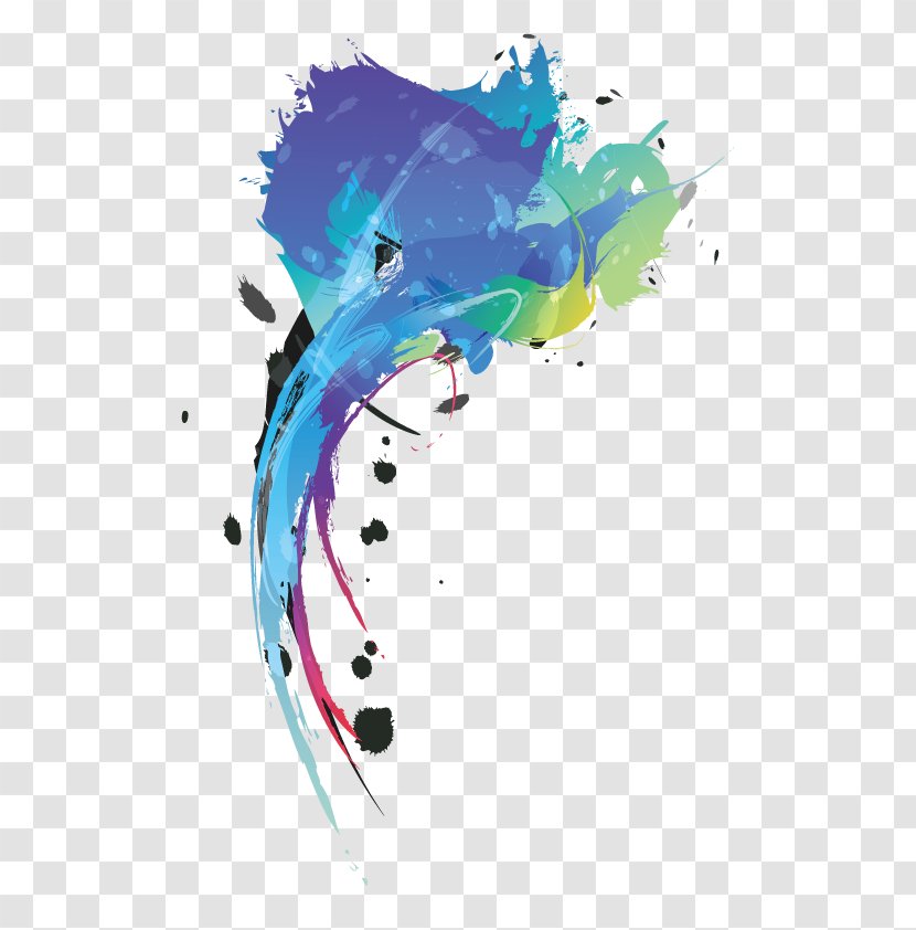 Watercolor Painting Ink - Vector Blue Jet Transparent PNG