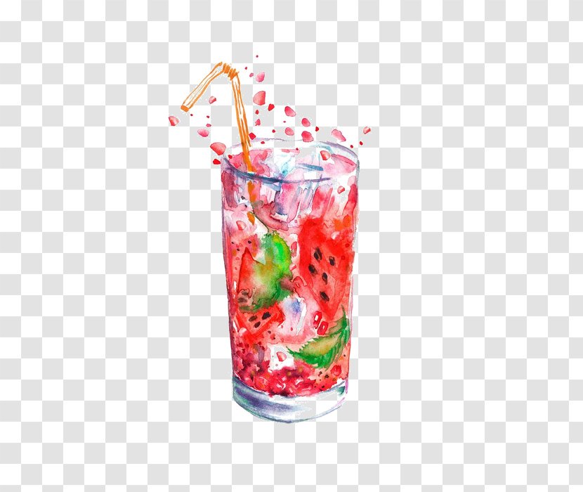 Drawing Illustration Image Sticker - Tumbler - Watermelon Juice Cocktail Transparent PNG