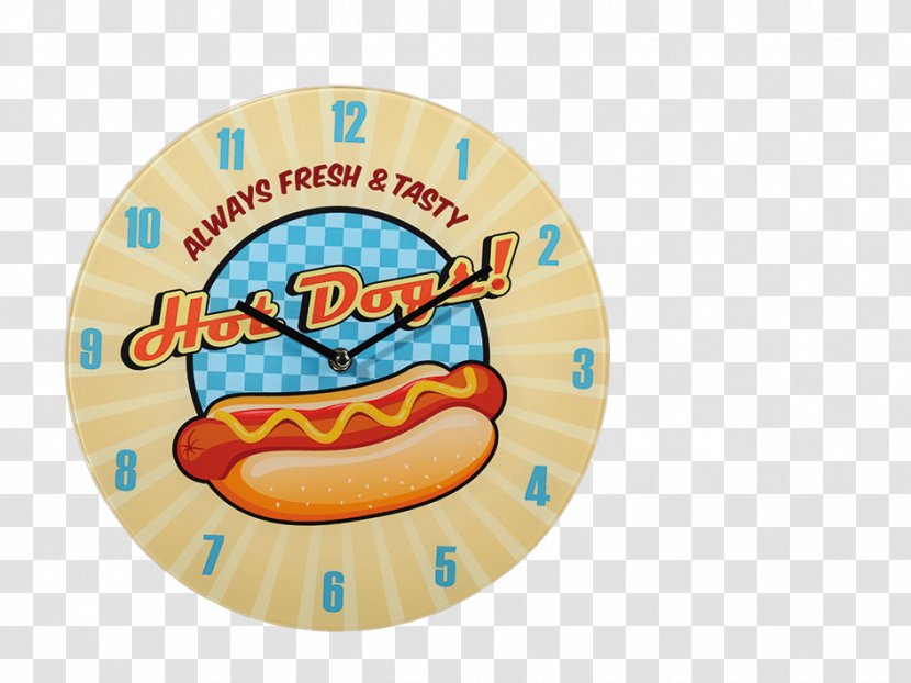 Hot Dog Fast Food Hamburger Glass Clock - Uhrglas Transparent PNG