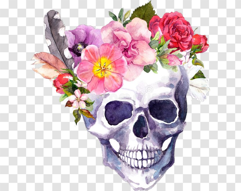 Skull Stock Photography Calavera Flower Floral Design - Petal Transparent PNG