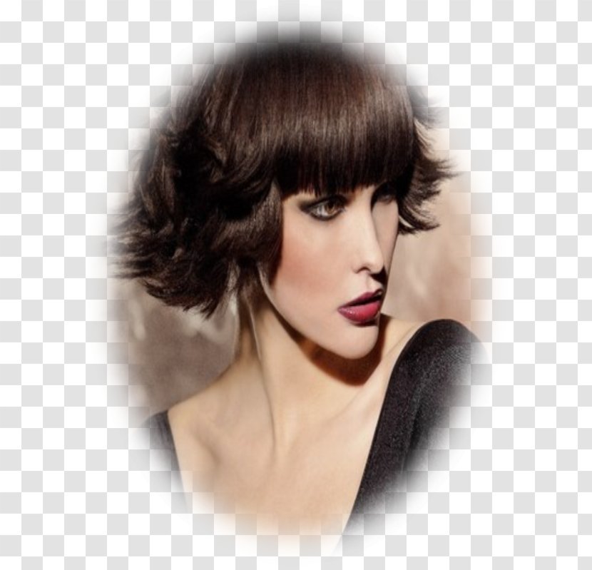 Layered Hair Coloring Bob Cut Bangs Wig - Human Color Transparent PNG