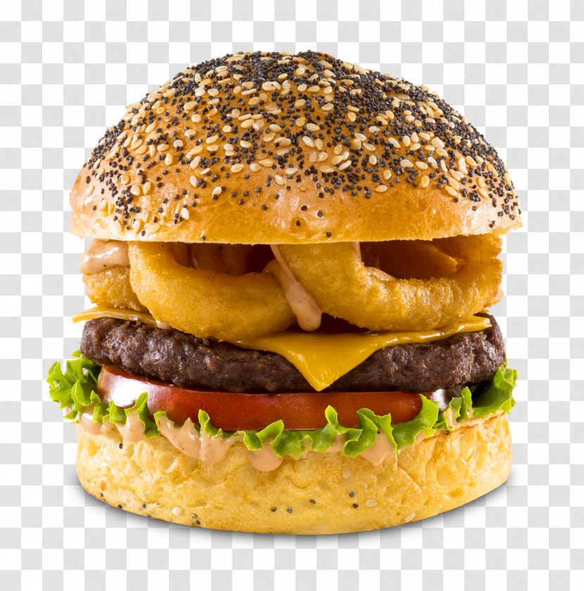 Hamburger Cheeseburger Breakfast Sandwich Fast Food Onion Ring - Beef Steak Transparent PNG