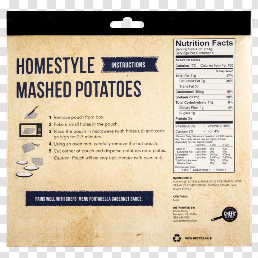 Mashed Potato Milk Cream Nutrition Facts Label - Sour Transparent PNG