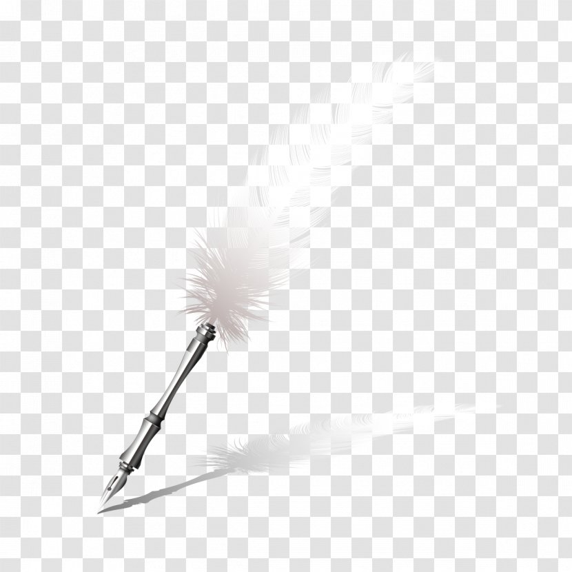 White Feather Black Inkwell - Old-fashioned Pen Transparent PNG