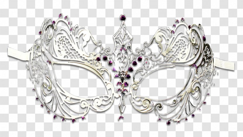 Silver Brooch Mask Metal Purple - Masquerade Ball Transparent PNG