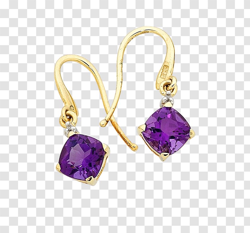 Yellow Gold Amethyst & Diamond Earrings Jewellery Ruby Transparent PNG