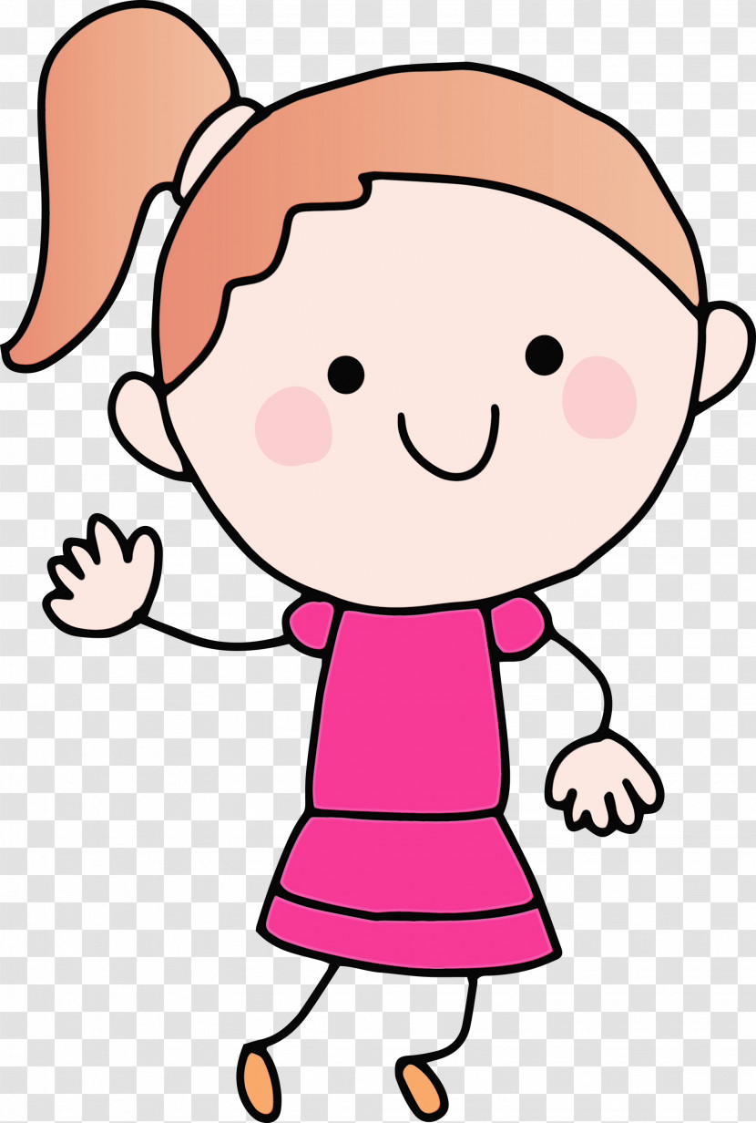 Cartoon Character Pink M Line Happiness Transparent PNG