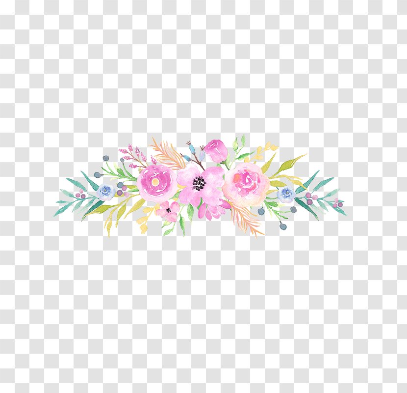 Flower Bouquet Wreath Computer File - Watercolor Painting - Hand-painted Flowers Transparent PNG