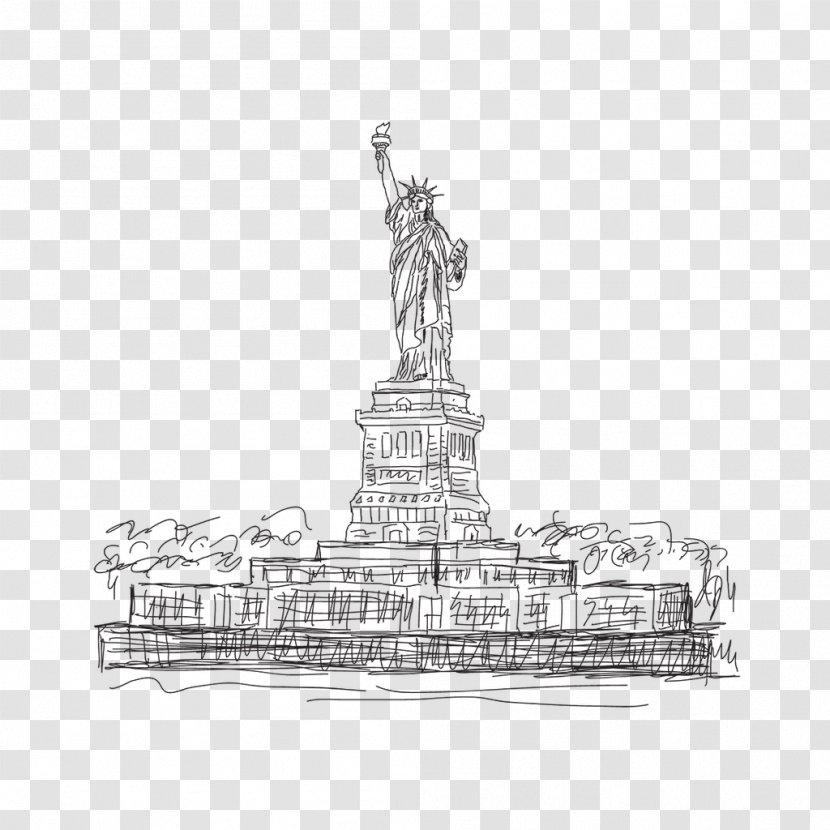 Statue Of Liberty Vector Graphics Eiffel Tower Image Sketch - Artwork Transparent PNG
