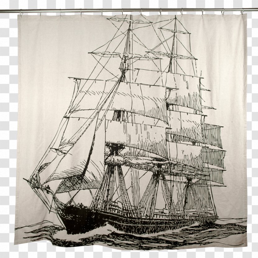Brigantine Clipper Curtain Sailing Ship - Douchegordijn Transparent PNG