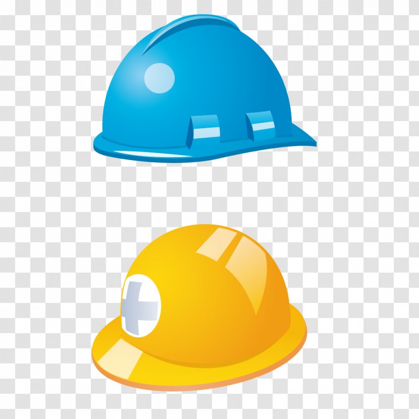 Hard Hat - Headgear - Yellow Blue Helmet Material Transparent PNG