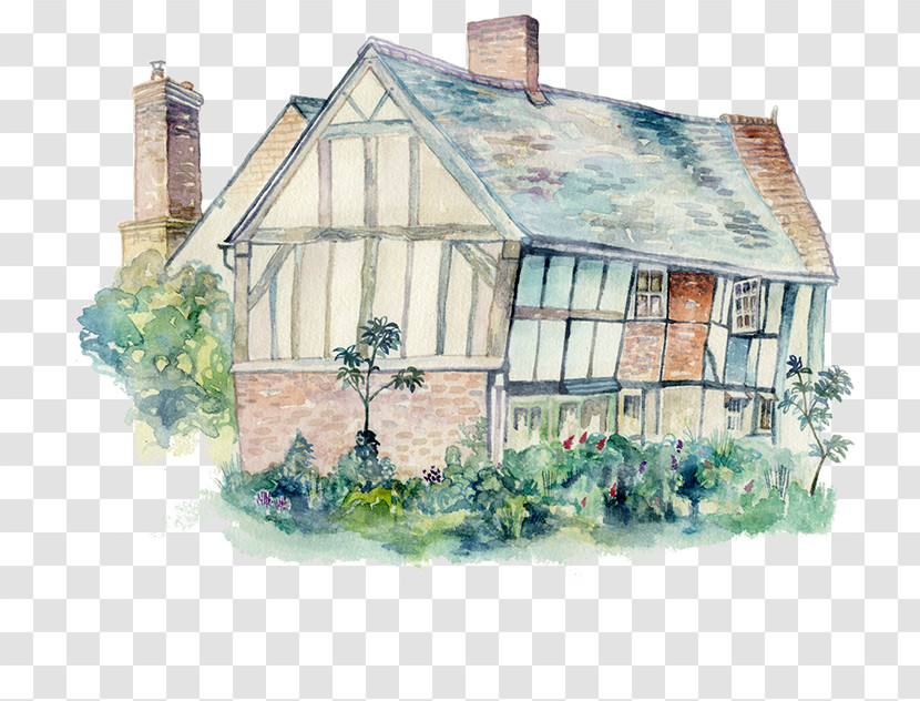 Watercolor Paint House Cottage Home Sketch Transparent PNG
