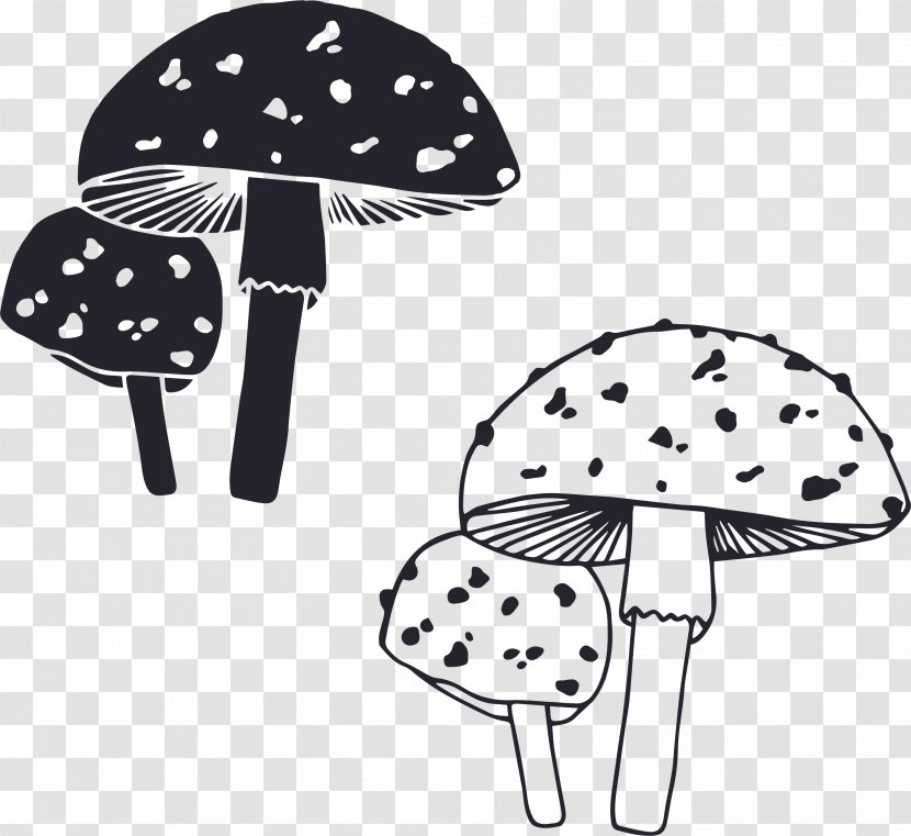 Mushroom Clip Art - Black - Hand Painted Mushrooms Transparent PNG