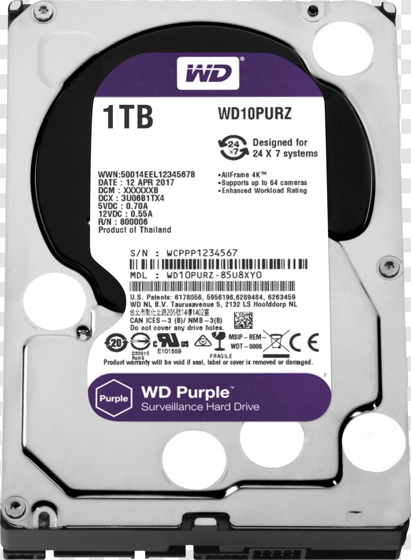 WD Purple SATA HDD Hard Drives Blue Desktop Western Digital Serial ATA - Technology - Wd Elements Transparent PNG
