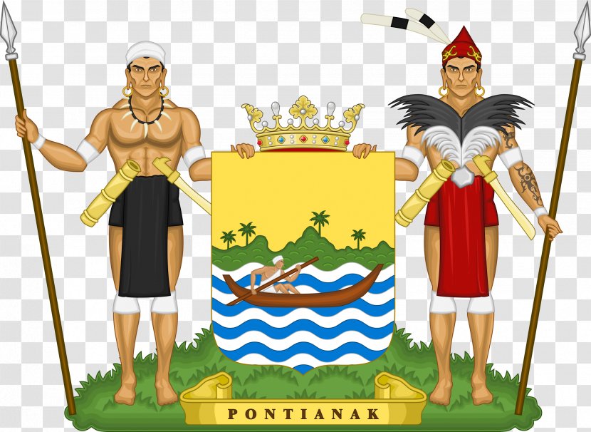 Pontianak Coat Of Arms Vector Graphics Illustration Kalimantan - Cartoon - Backslash Flag Transparent PNG