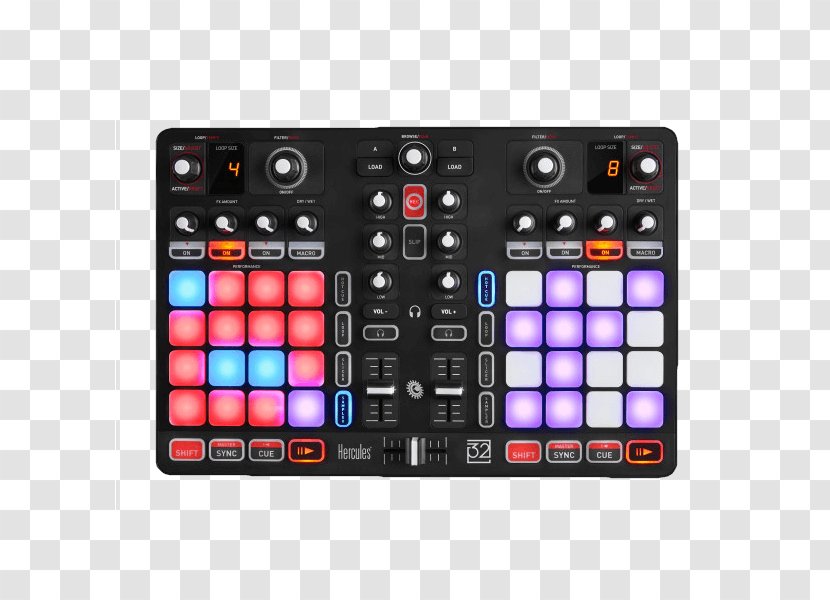DJ Controller Hercules P32 DJING Disc Jockey Audio Mixers - Electronic Instrument - Pioneer Dj Transparent PNG