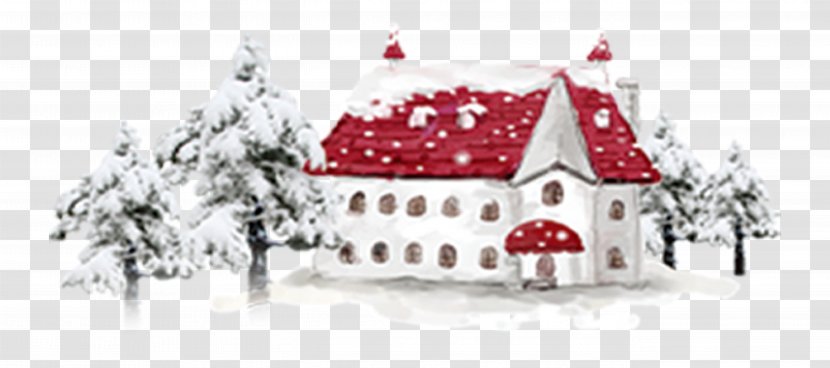 Snow - Christmas Ornament - Red Roof House Transparent PNG