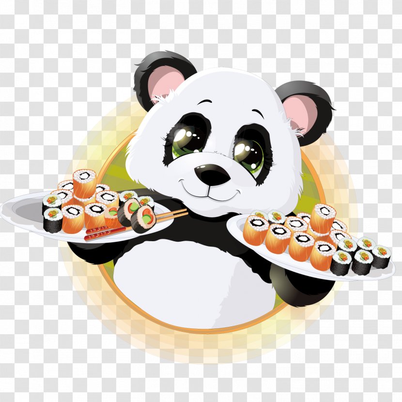 Sushi Giant Panda Japanese Cuisine Illustration - Photography - Cartoon Transparent PNG