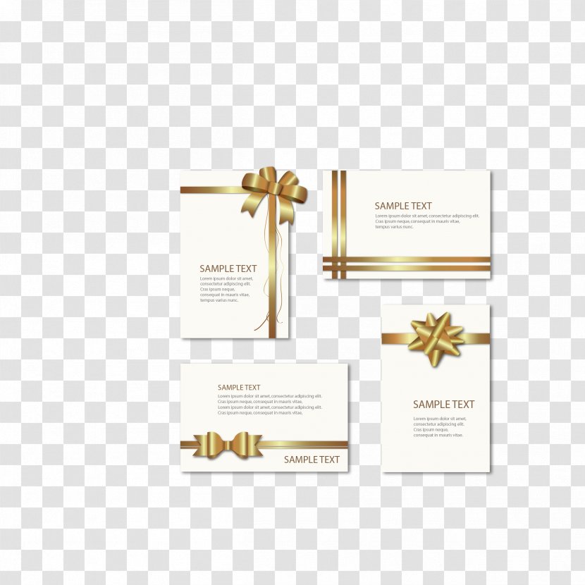 Ribbon Adobe Illustrator Flower - Business Card - Vector Gold Bowknot Decorative Greeting Transparent PNG