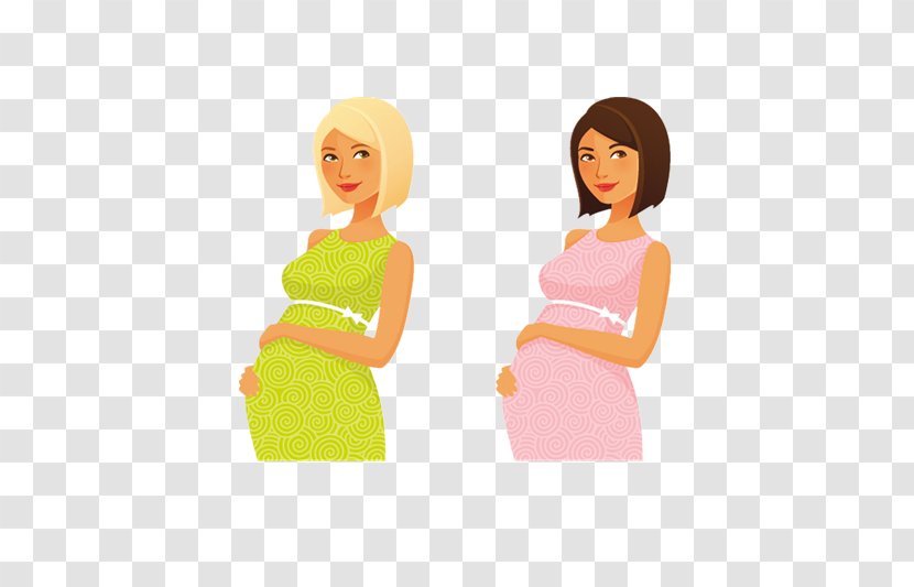 Pregnancy Cartoon Infant Illustration - Flower - Two Pregnant Women With Short Hair Transparent PNG