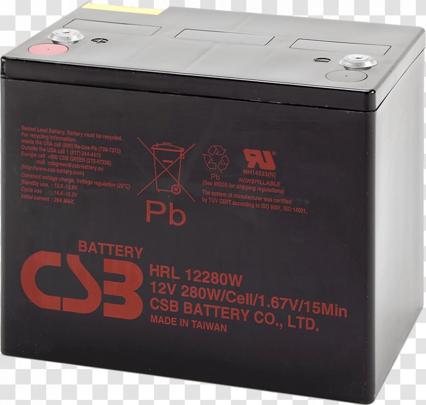 Electric Battery CSB GP12120 (12V / 12.0Ah) Batteries Powerware Automotive - Rechargeable Transparent PNG