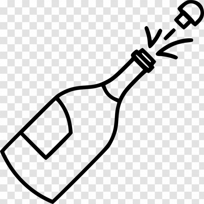 Champagne Wine Drawing Line Art Bottle - Champange Transparent PNG