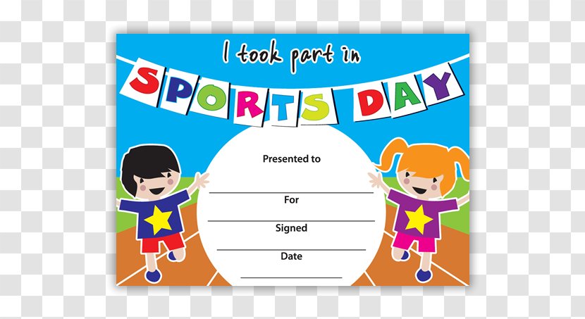 Sports Day Academic Certificate Education Diploma - Cartoon - Wish You All The Best Transparent PNG