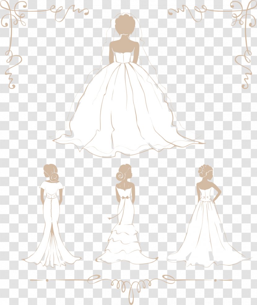 Wedding Dress Bride Drawing - Vector Transparent PNG