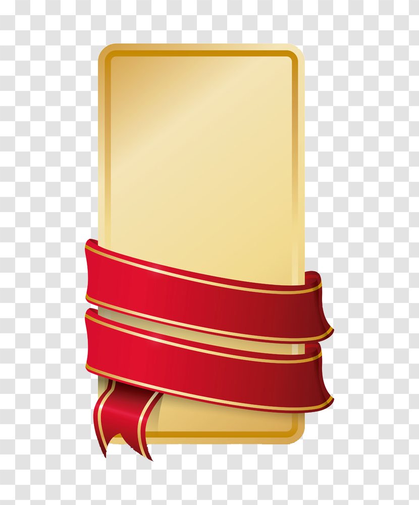 Ribbon Photography Illustration - Red - Golden Picture Card Transparent PNG