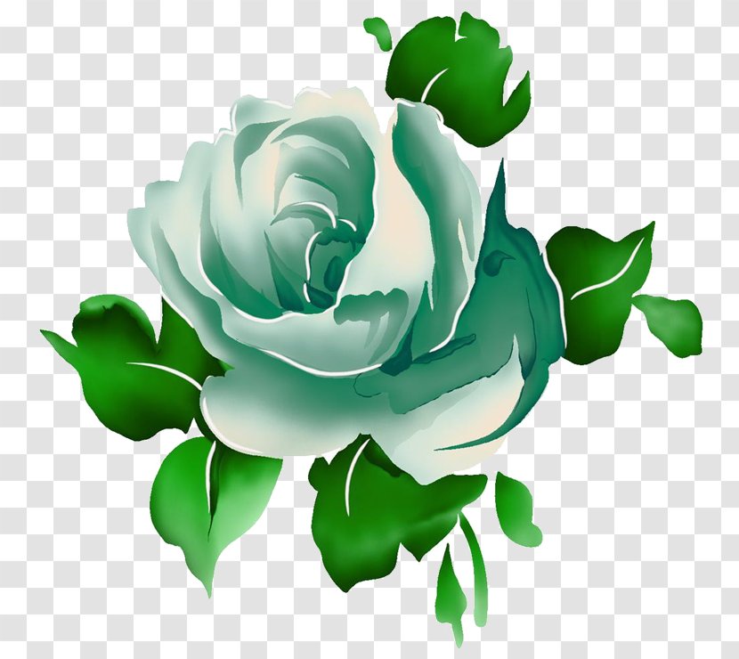 Beach Rose Green Illustration - Blue - Peony Transparent PNG