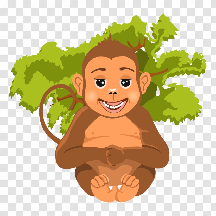 Jungle Cartoon Animal - Little Monkey Transparent PNG