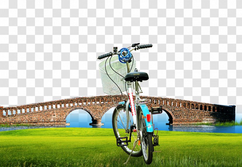 Road Bicycle Vehicle - Sky - Lawn Bridge Bike Transparent PNG