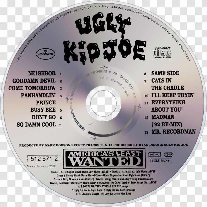 Ugly Kid Joe America's Least Wanted Everything About You Compact Disc Album - Watercolor - Vitalogy Transparent PNG
