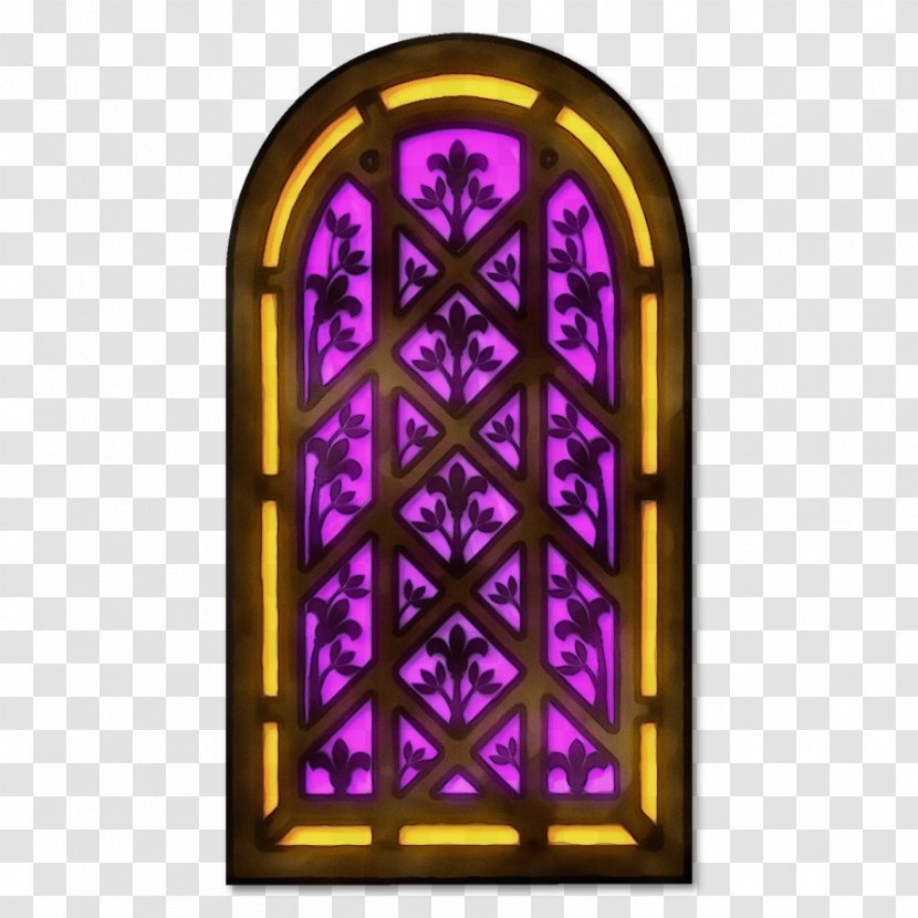 Stained Glass Purple Arch Window - Paint - Rectangle Door Transparent PNG