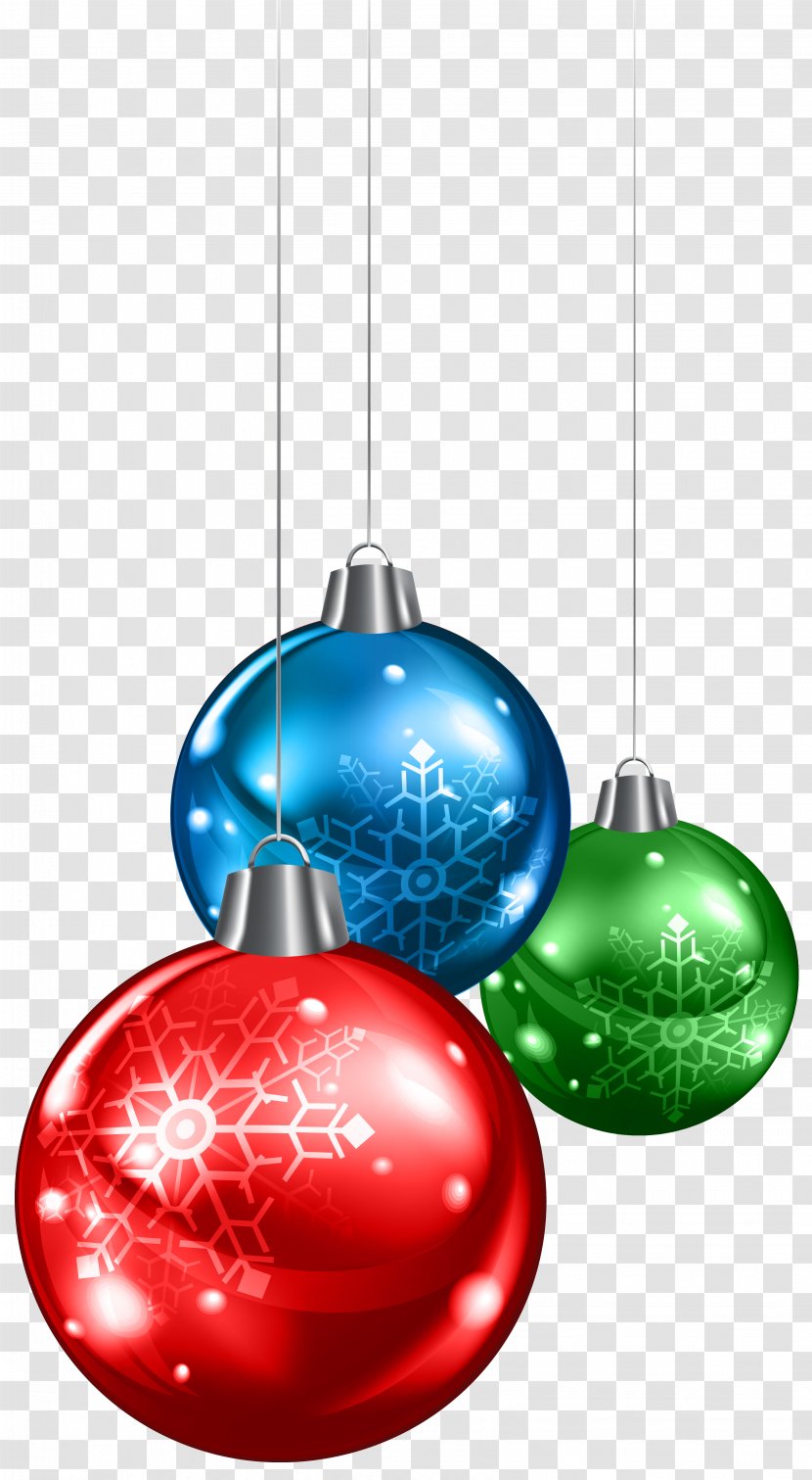 Red Green And Blue Christmas Balls Clipart Image - Lights - Tree Transparent PNG