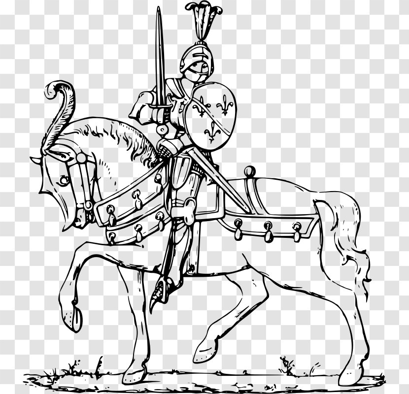 Black Knight Armour Horse Clip Art - Riding Transparent PNG