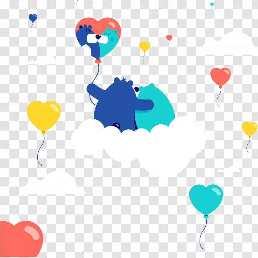 Love Balloon Bear Image Design - Watercolor - Astrantia Major Transparent PNG