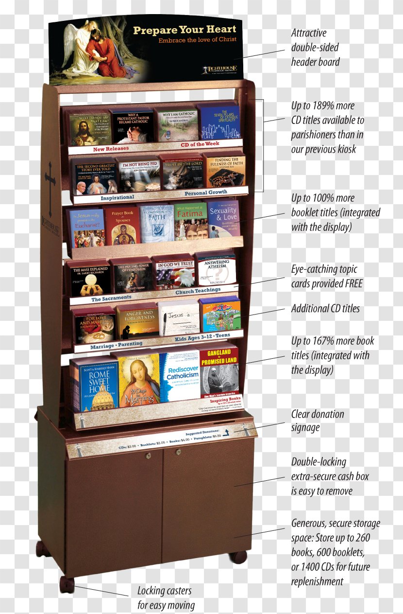 Lighthouse Catholic Media Kiosk Church Micro Grocery Store Parish - Shelving - Double Sided Flyer Transparent PNG