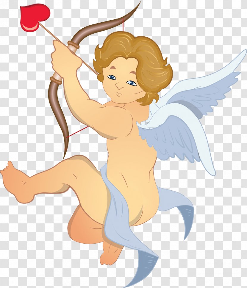 Cartoon Angel Fictional Character Cupid Clip Art - Wing Mythical Creature Transparent PNG