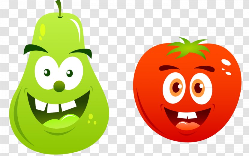 Fruit Animation Drawing - Food - Cartoon Vector Elements Pear Tomatoes Transparent PNG
