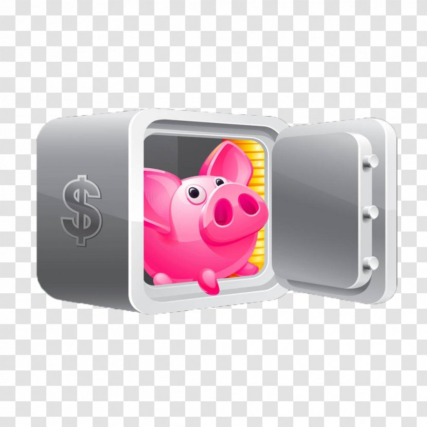 Safe Piggy Bank Money Royalty-free - Deposit Box - Hand-painted Silver Transparent PNG