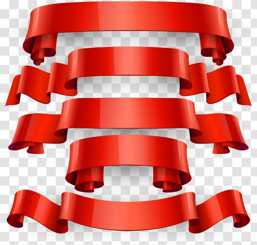 Euclidean Vector Banner Clip Art - 5 Red Ribbon Banners Transparent PNG