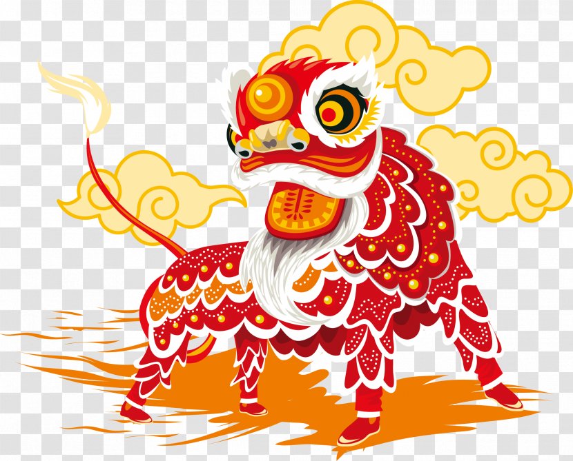 China Lion Dance Chinese New Year - Red Transparent PNG